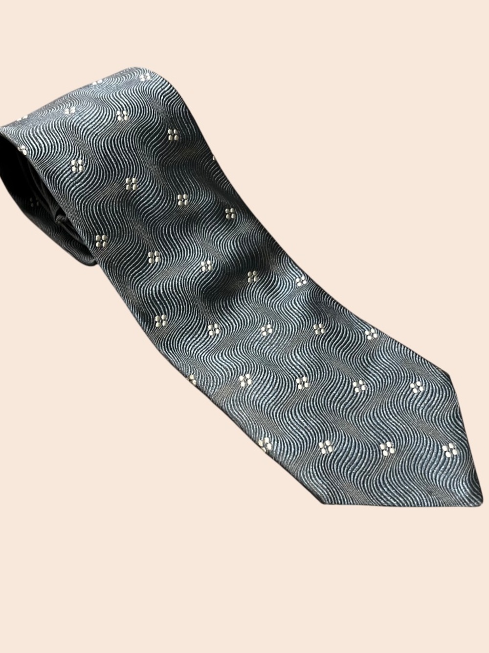 Ermenegildo Zegna Neck Tie 100% Silk 59" x 3.5" Gray Psychedelic Made In Italy